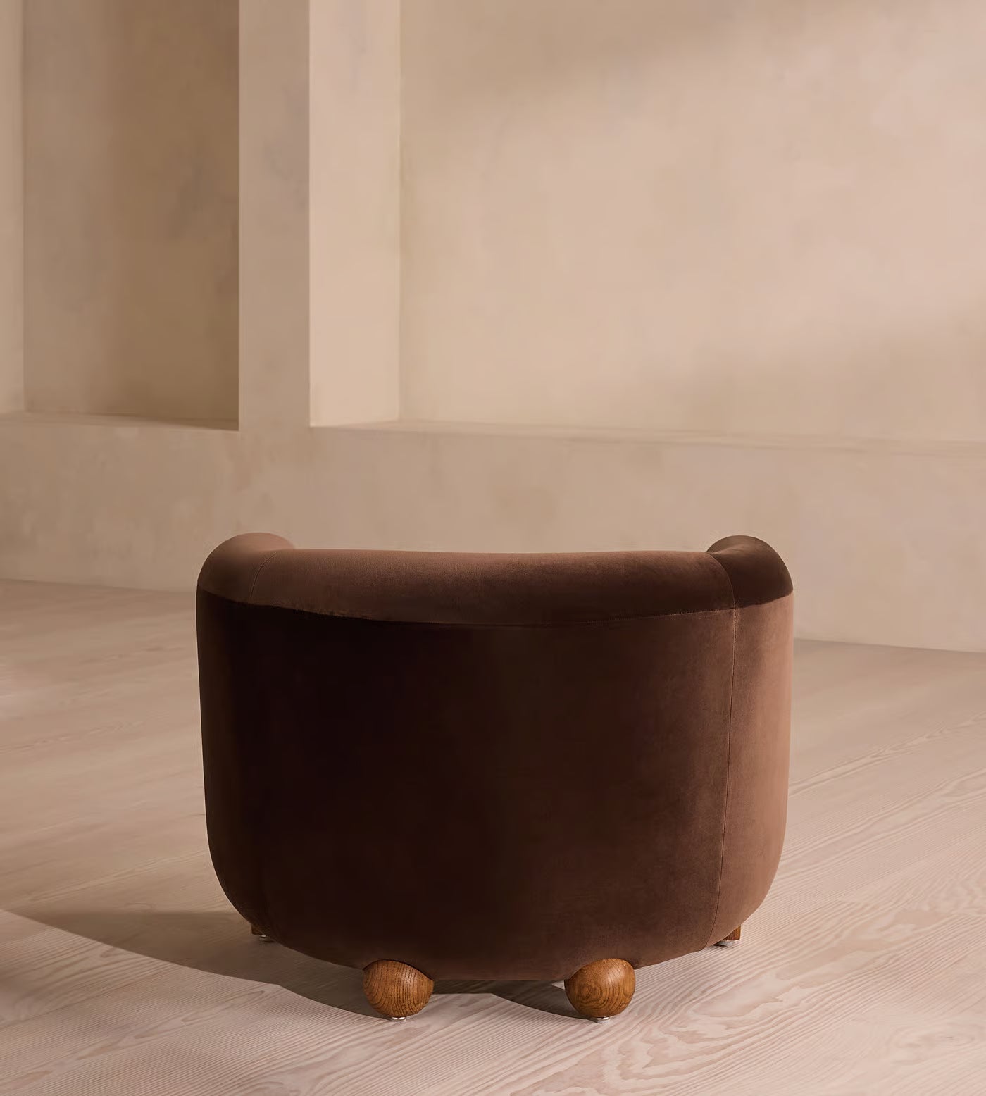 Velvet Curved Barrel Accent Chair