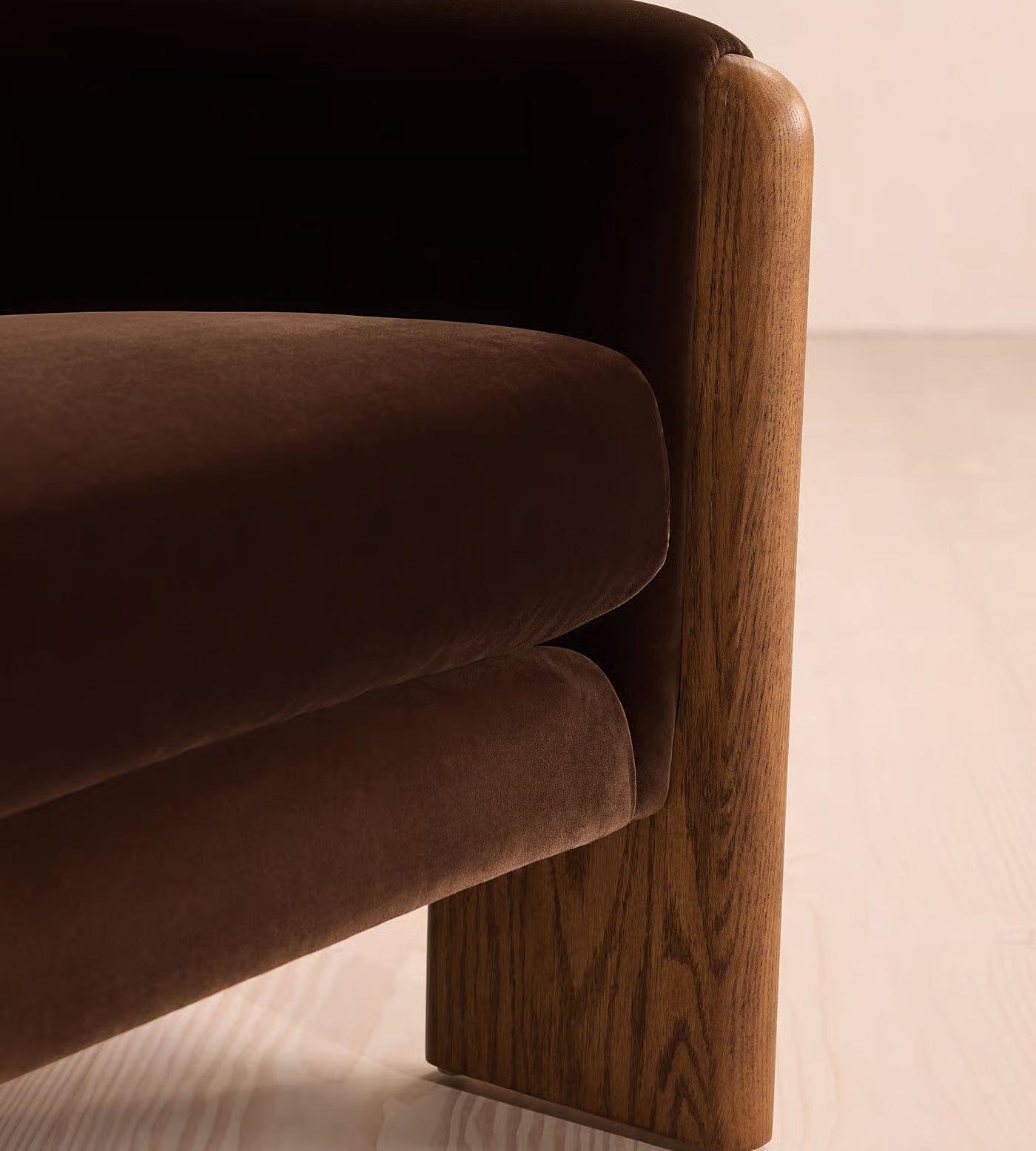 Velvet Curved Barrel Accent Chair