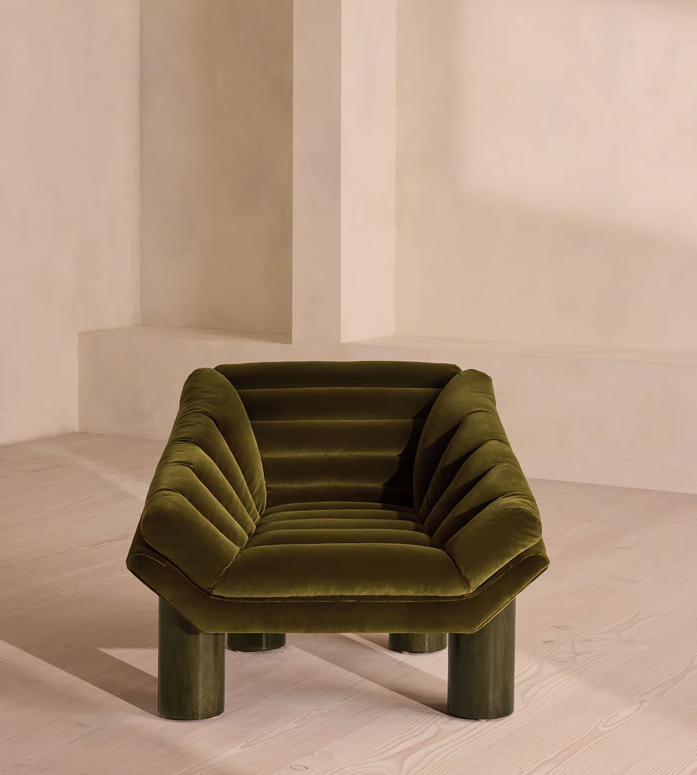 Plush Ribbed Velvet Lounge Chair