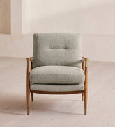 Walnut and Sage Bouclé Accent Chair