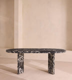 Architectural Oval Black Stone Dining Table