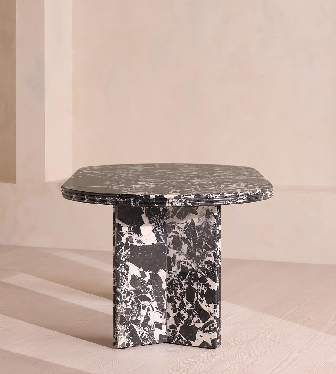 Architectural Oval Black Stone Dining Table