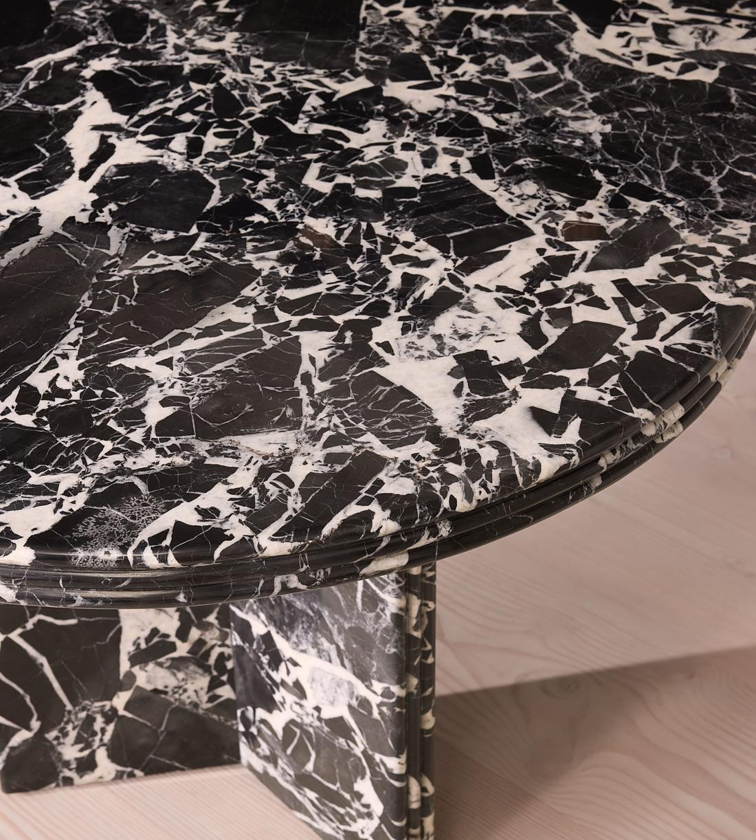 Architectural Oval Black Stone Dining Table