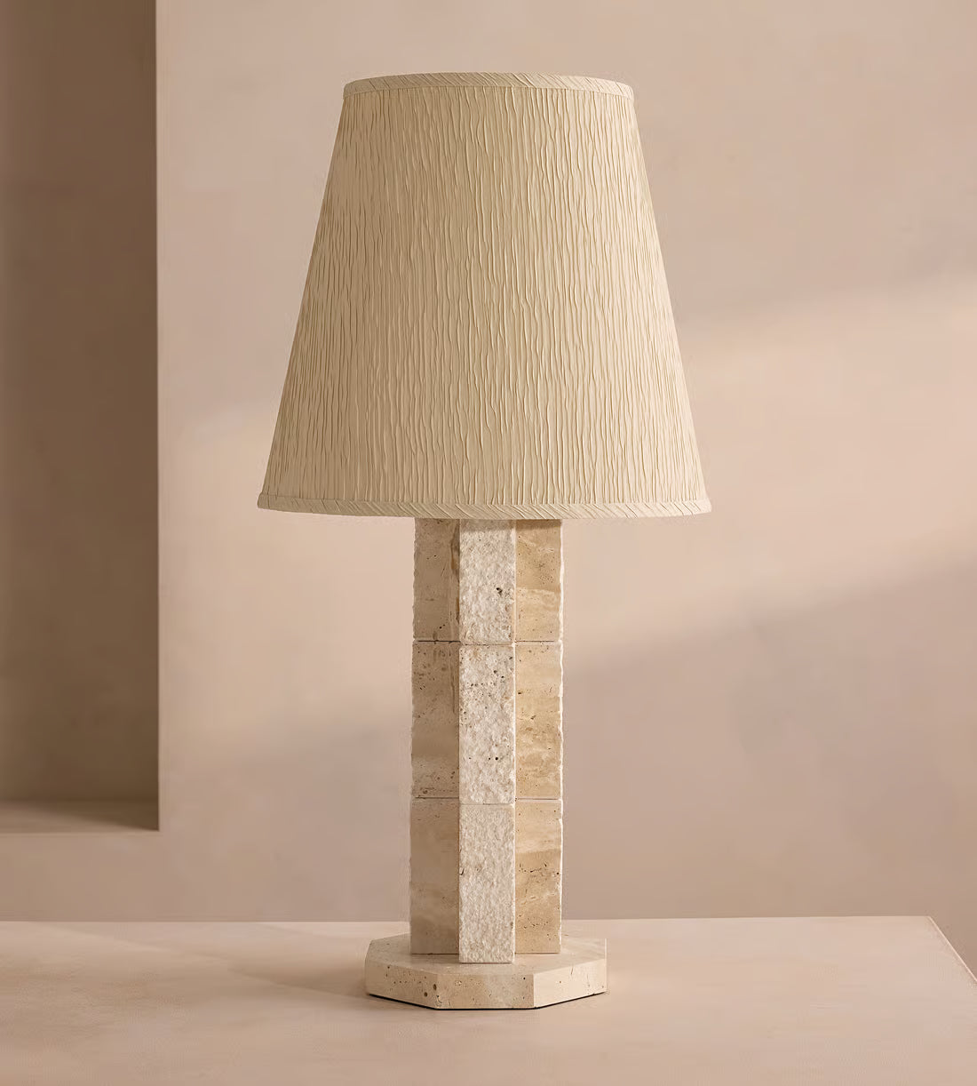 Architectural Travertine Stone Table Lamp