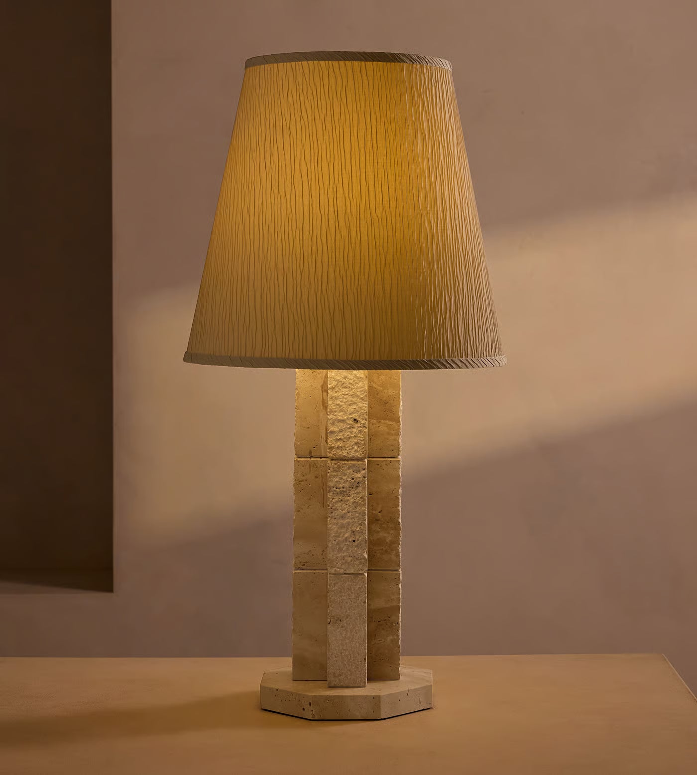 Architectural Travertine Stone Table Lamp