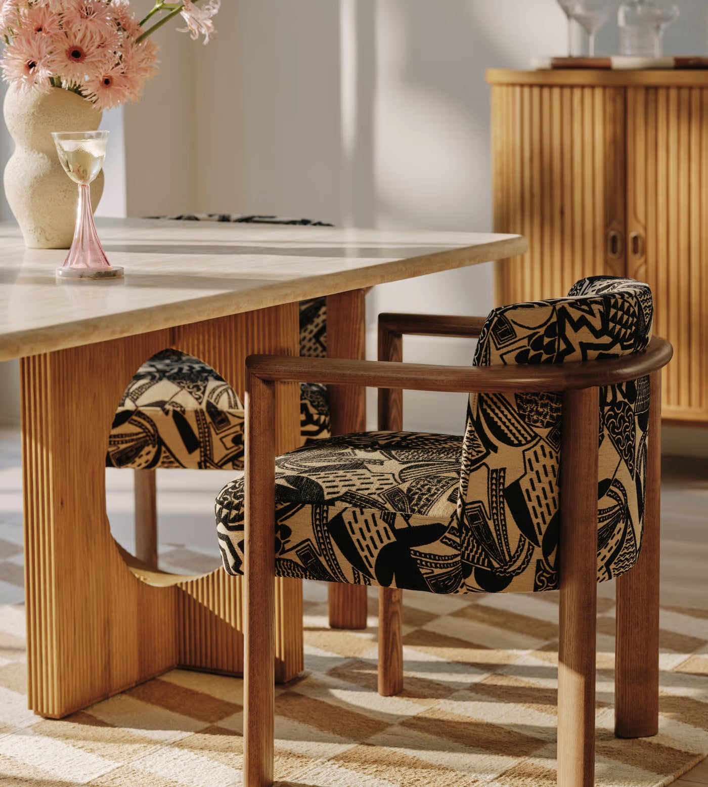 Sculptural Travertine Dining Table