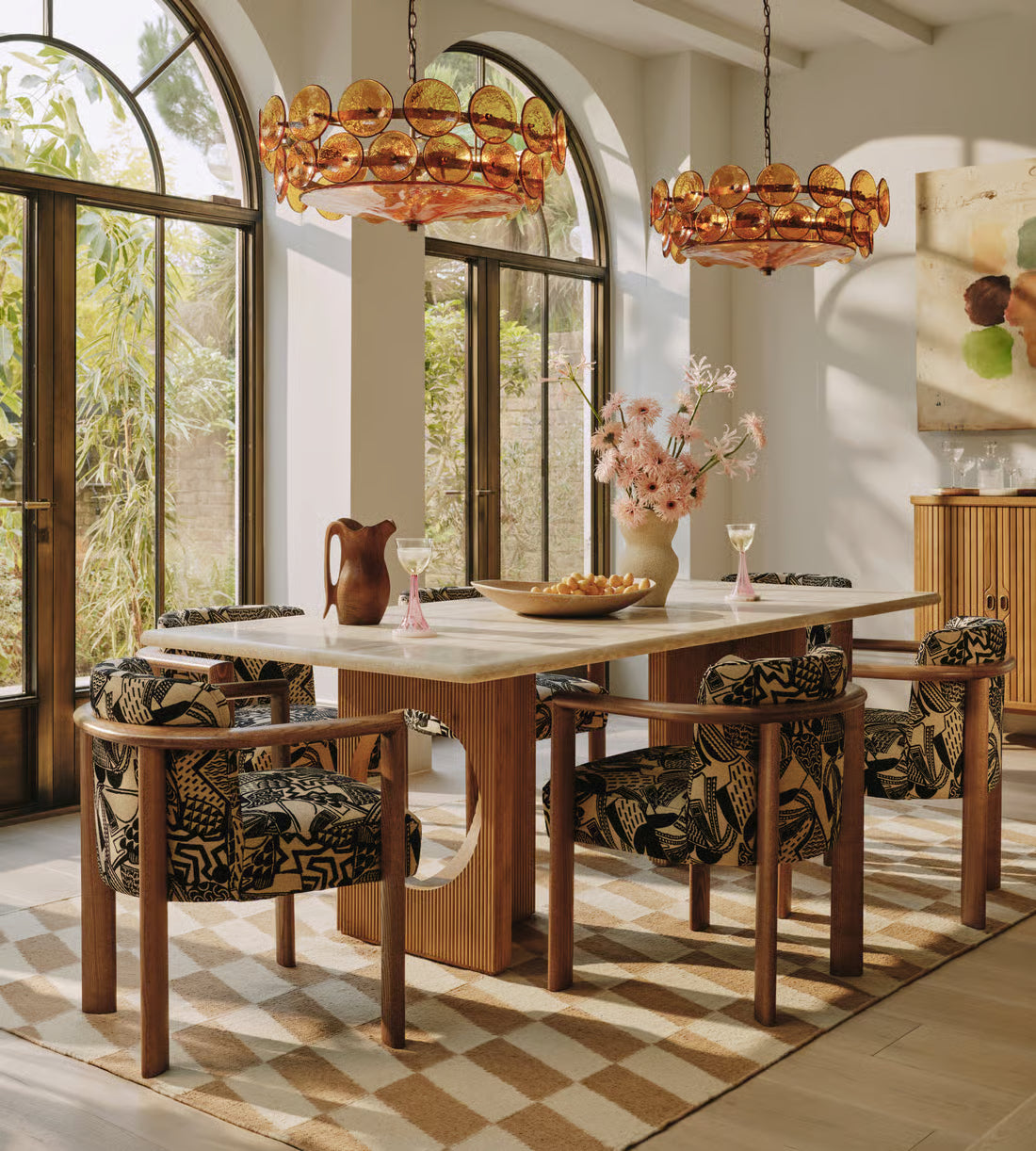 Sculptural Travertine Dining Table