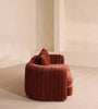 Rust Velvet Fluted Curved Loveseat Sofa