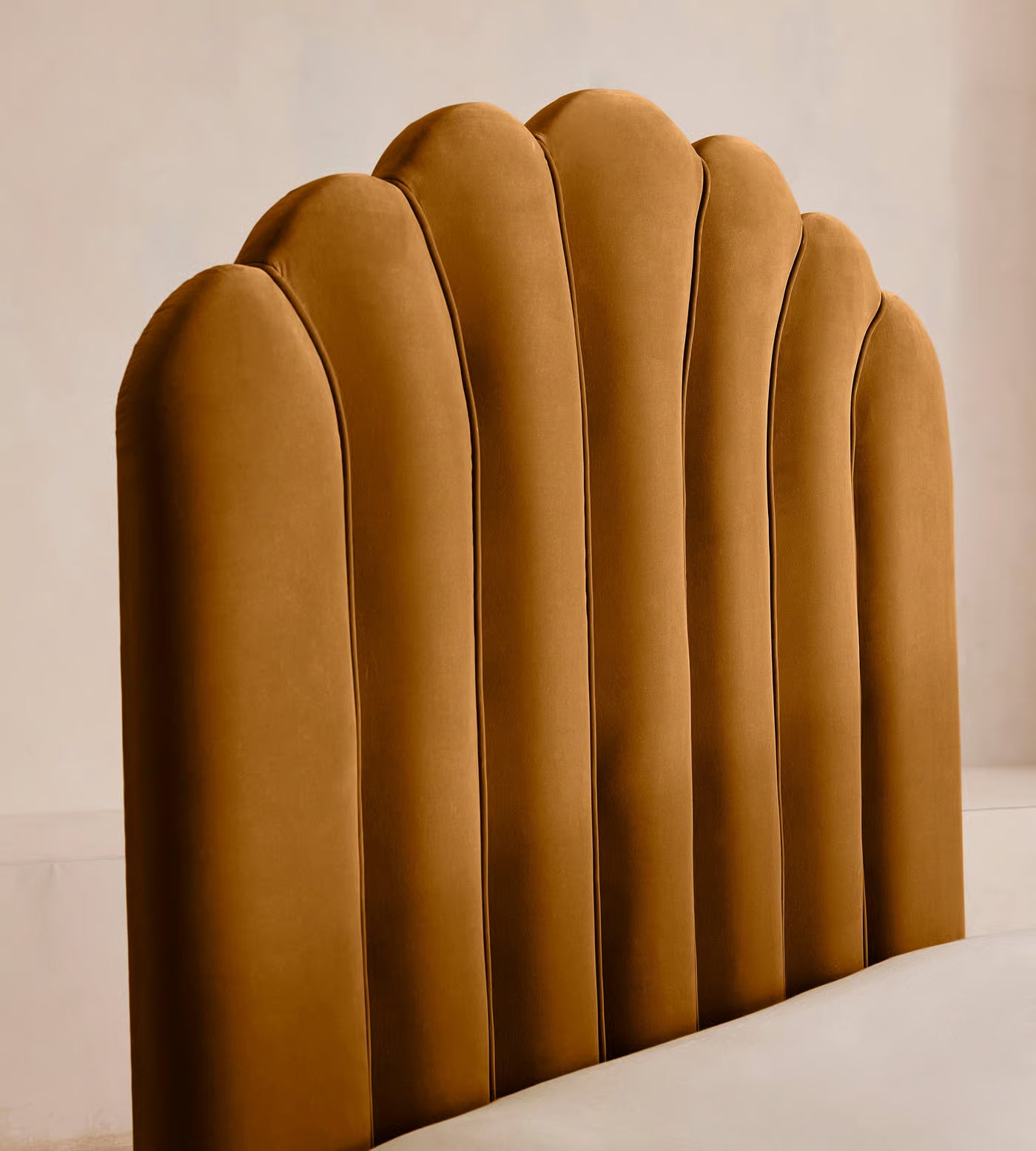 Scalloped Velvet Upholstered Bed