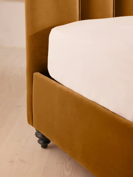 Scalloped Velvet Upholstered Bed