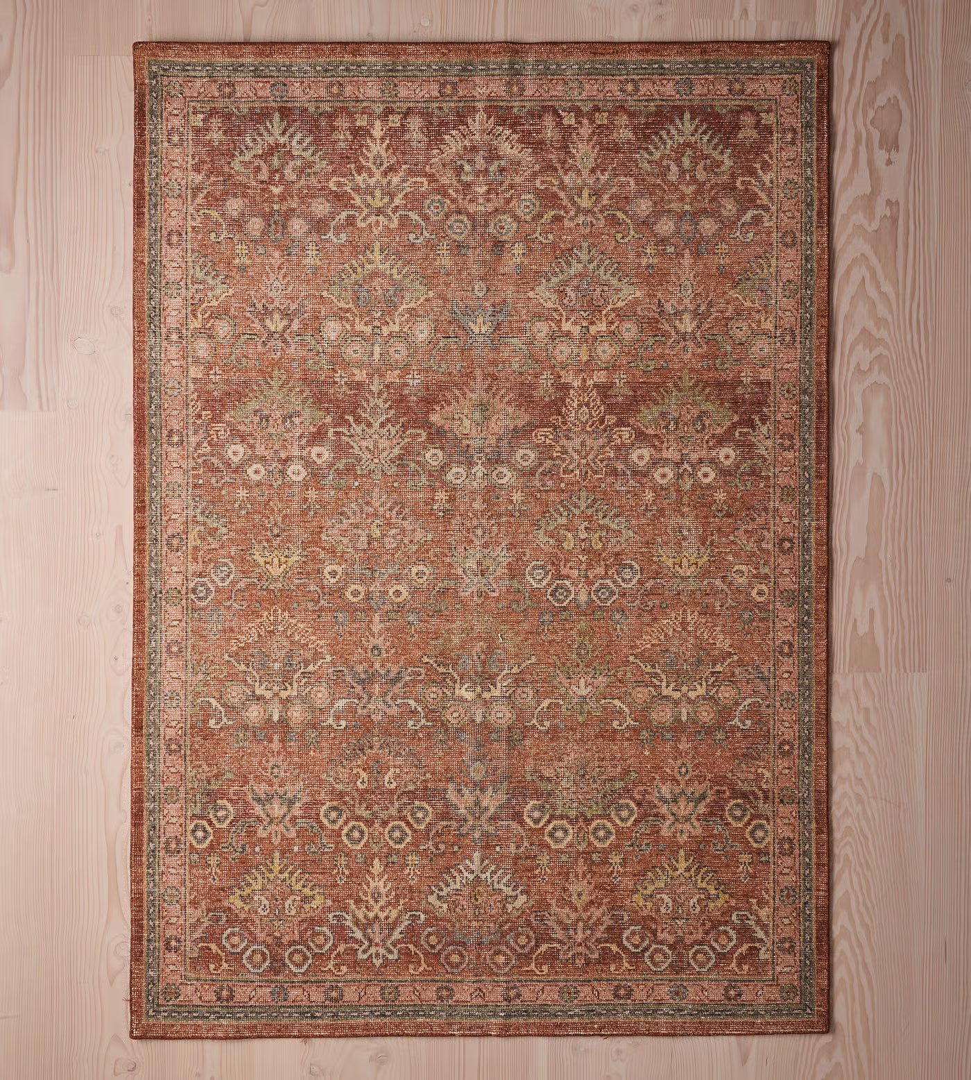Vintage Rust Persian-Style Floral Rug