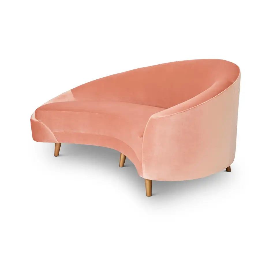 Blush Pink Velvet Sofa and Ottoman