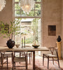 Oak Wood Woven Cord Dining Chairs