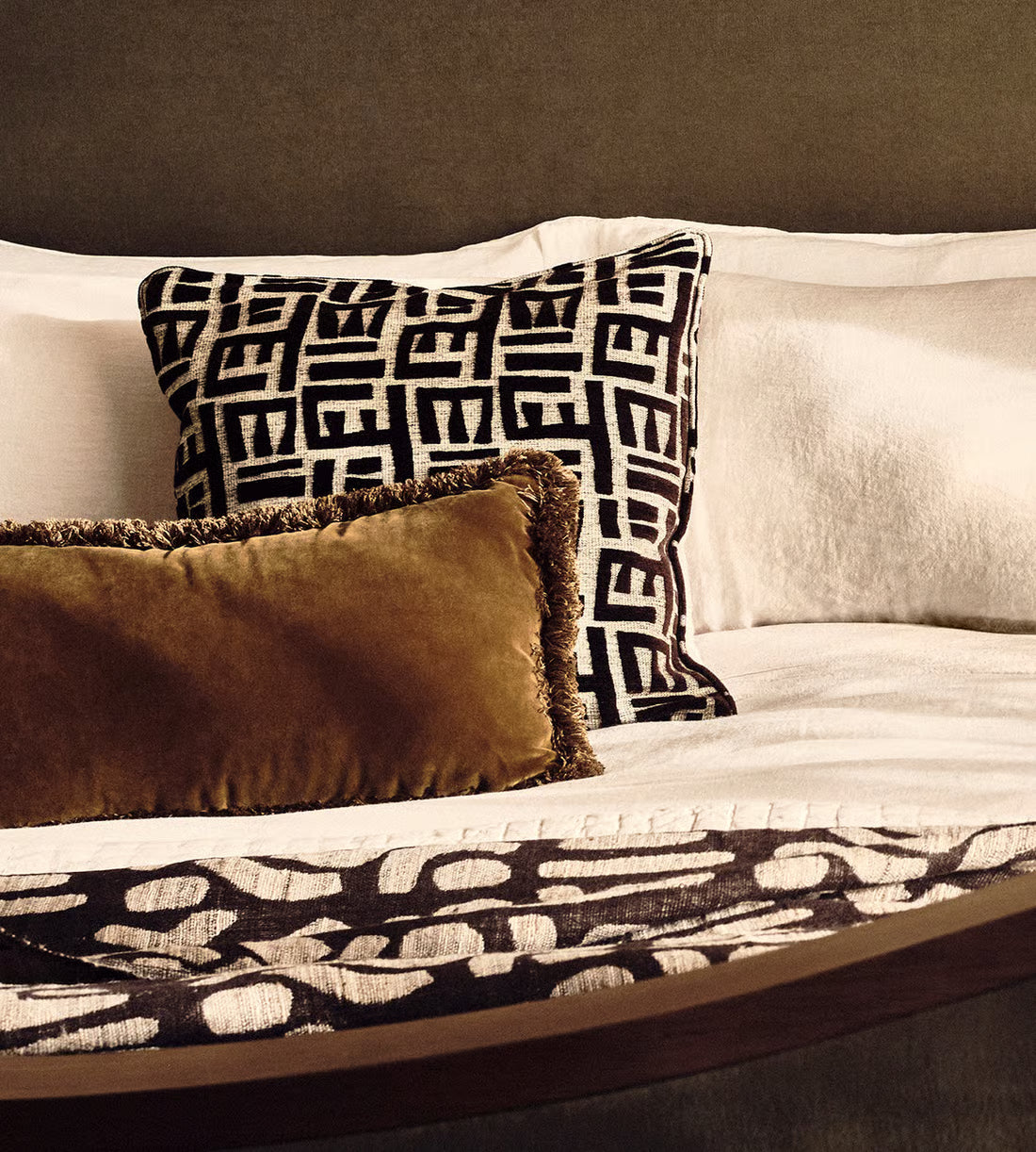 Modern Brown Abstract Pattern Accent Pillow