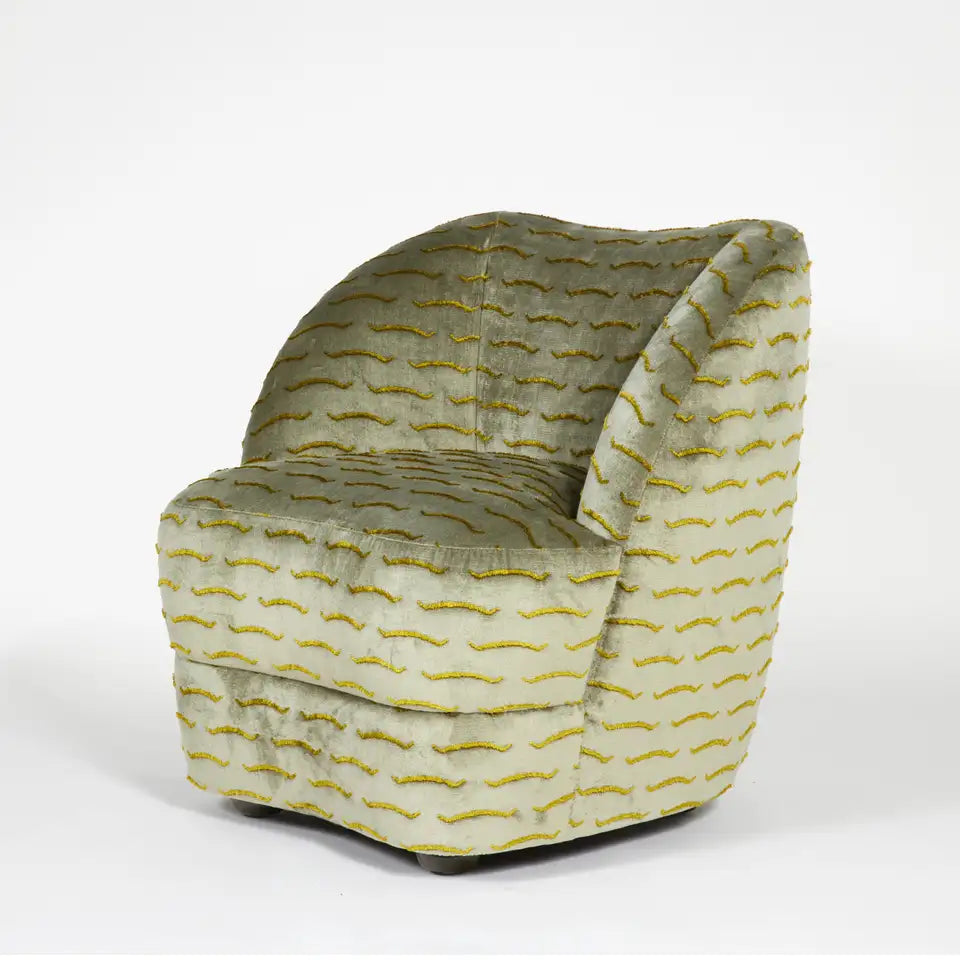Sage Velvet Embroidered Swivel Accent Chair