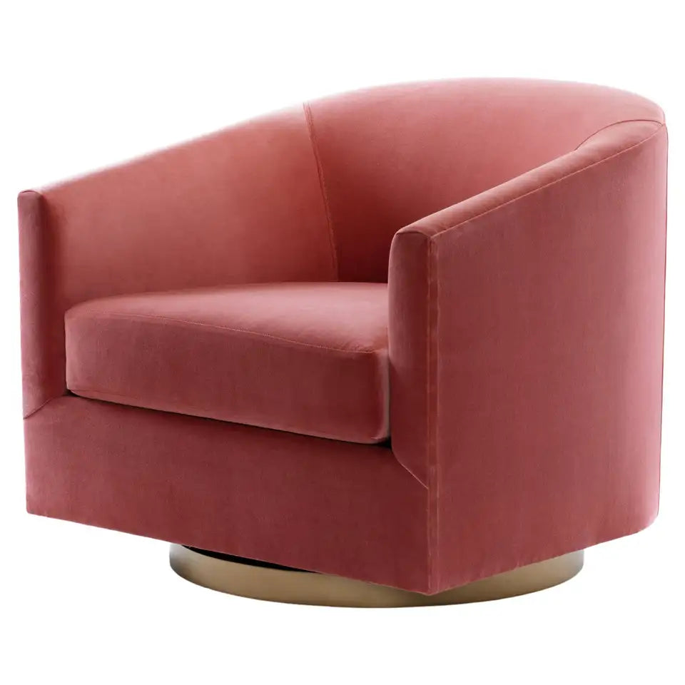 Chic Rose Velvet Curved Lounge Chair