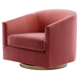 Chic Rose Velvet Curved Lounge Chair