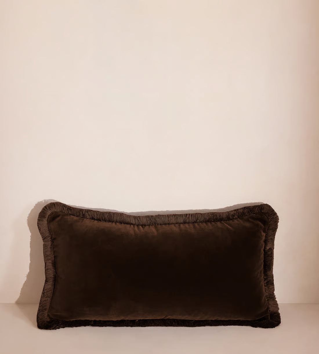 Soft Velvet Lumbar Pillow With Tassels