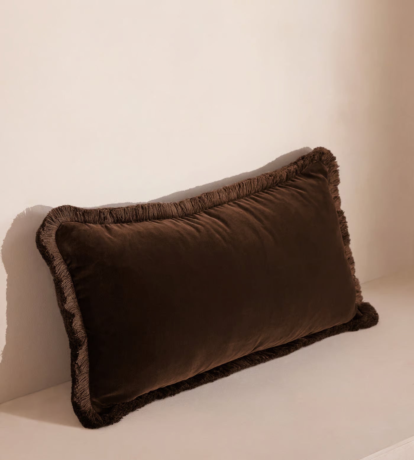 Soft Velvet Lumbar Pillow With Tassels