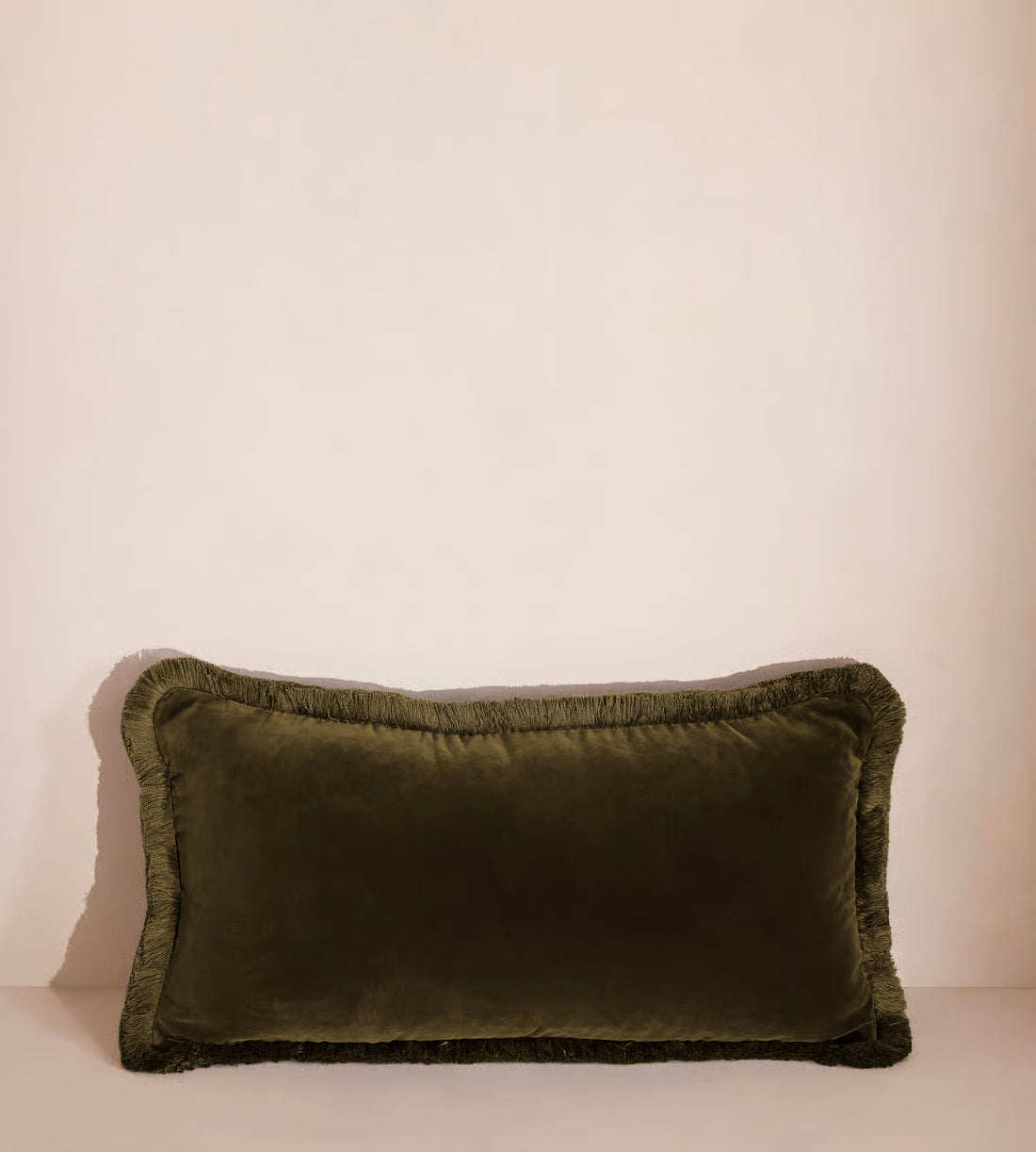 Soft Velvet Lumbar Pillow With Tassels