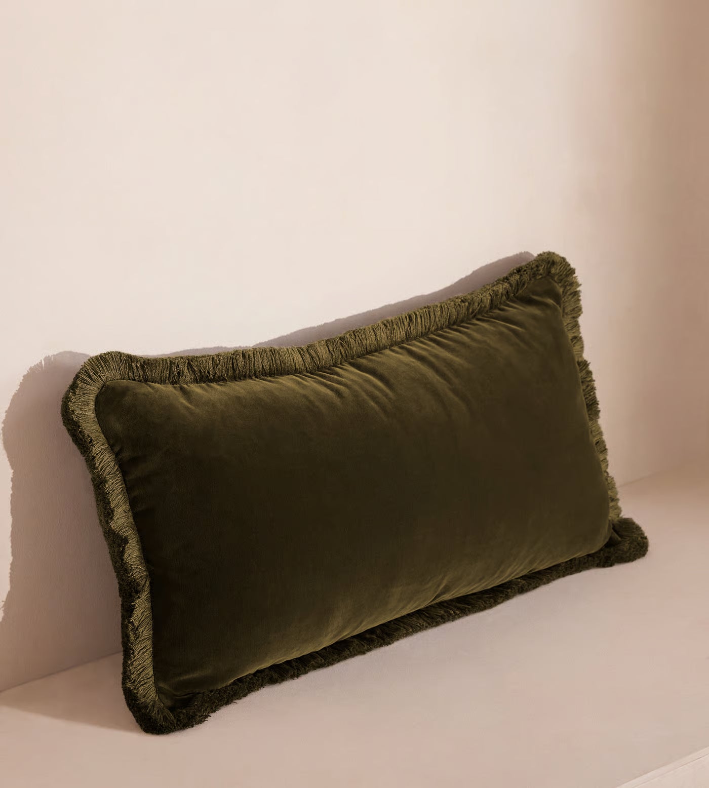 Soft Velvet Lumbar Pillow With Tassels