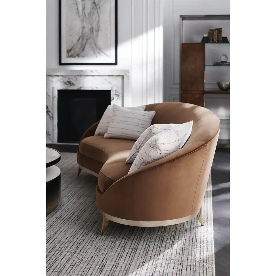 Sophisticated Velvet Sofa with Metallic Trim
