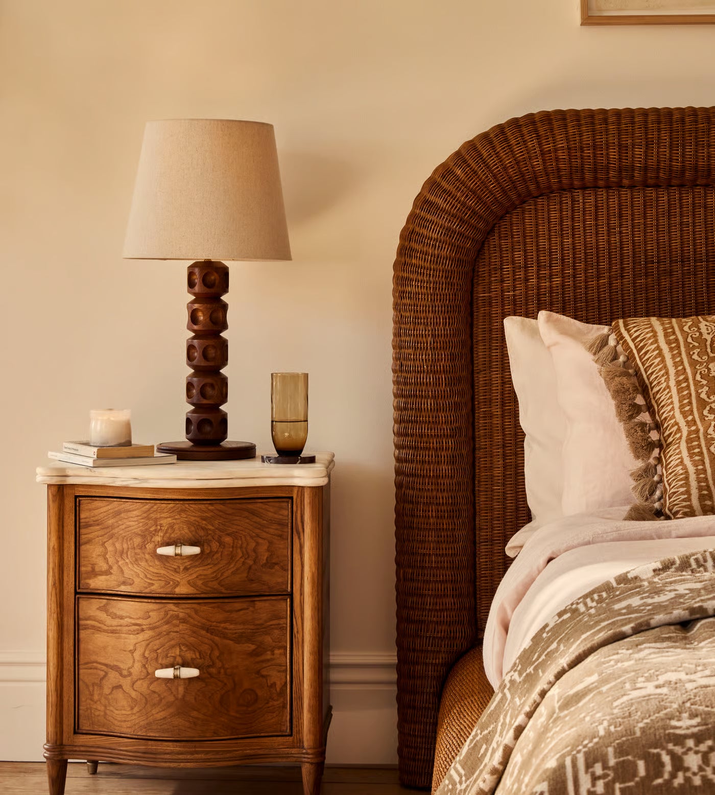 Handcrafted Rattan Platform Bed
