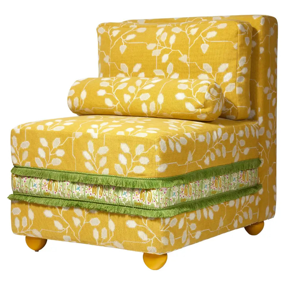 Retro Patterned Low Back Slipper Chair