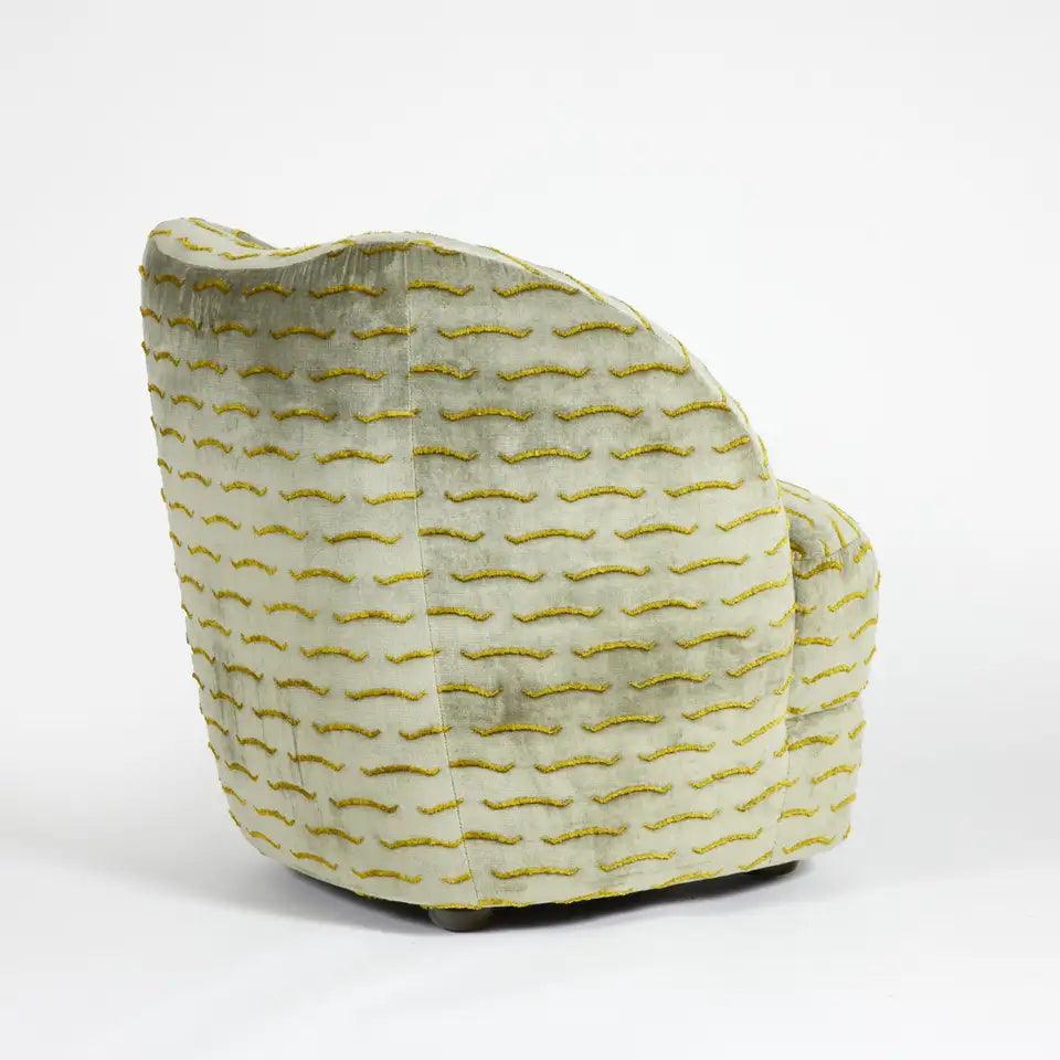 Sage Velvet Embroidered Swivel Accent Chair