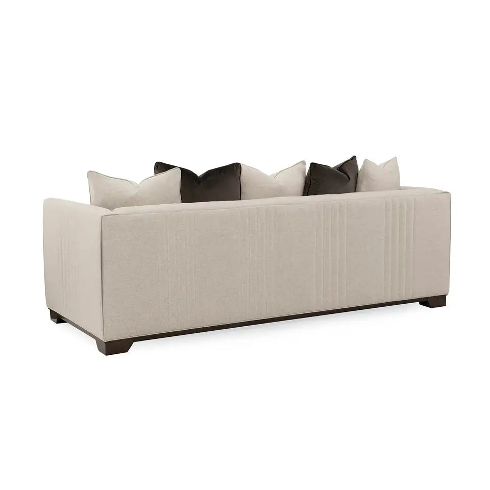 Classic Cream Fabric Sofa With Pillows