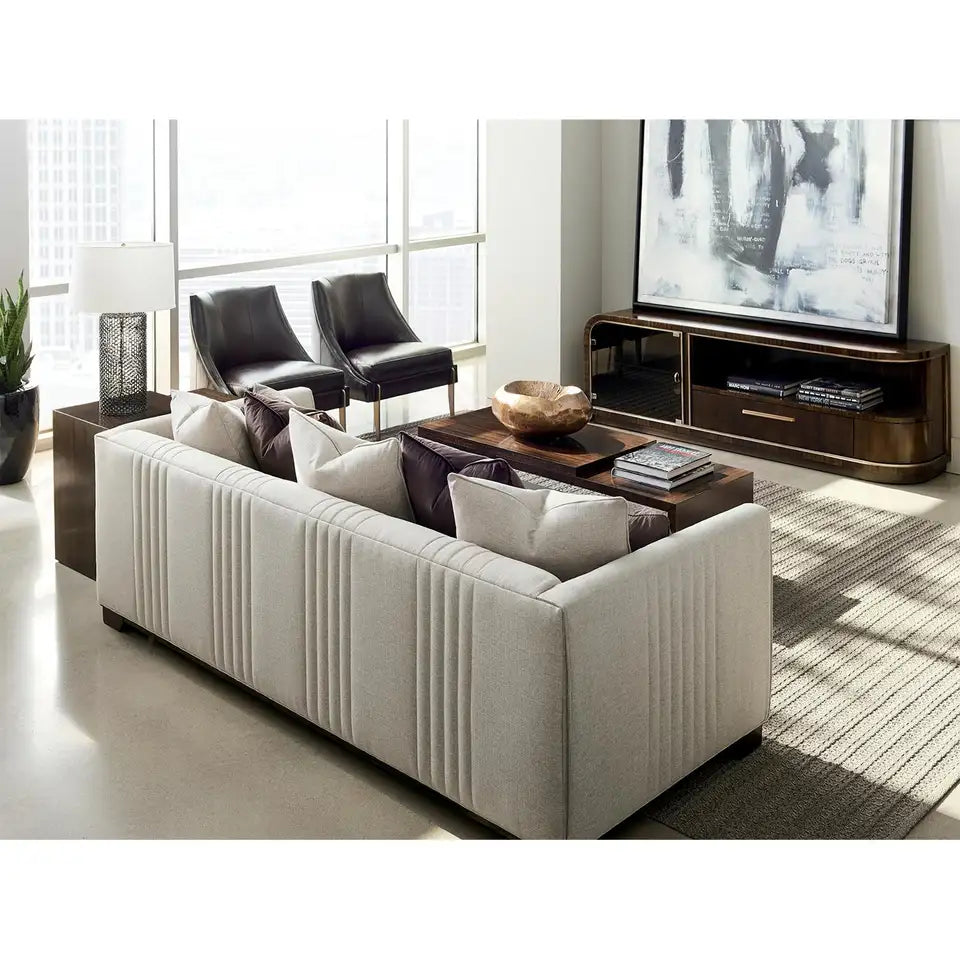 Classic Cream Fabric Sofa With Pillows