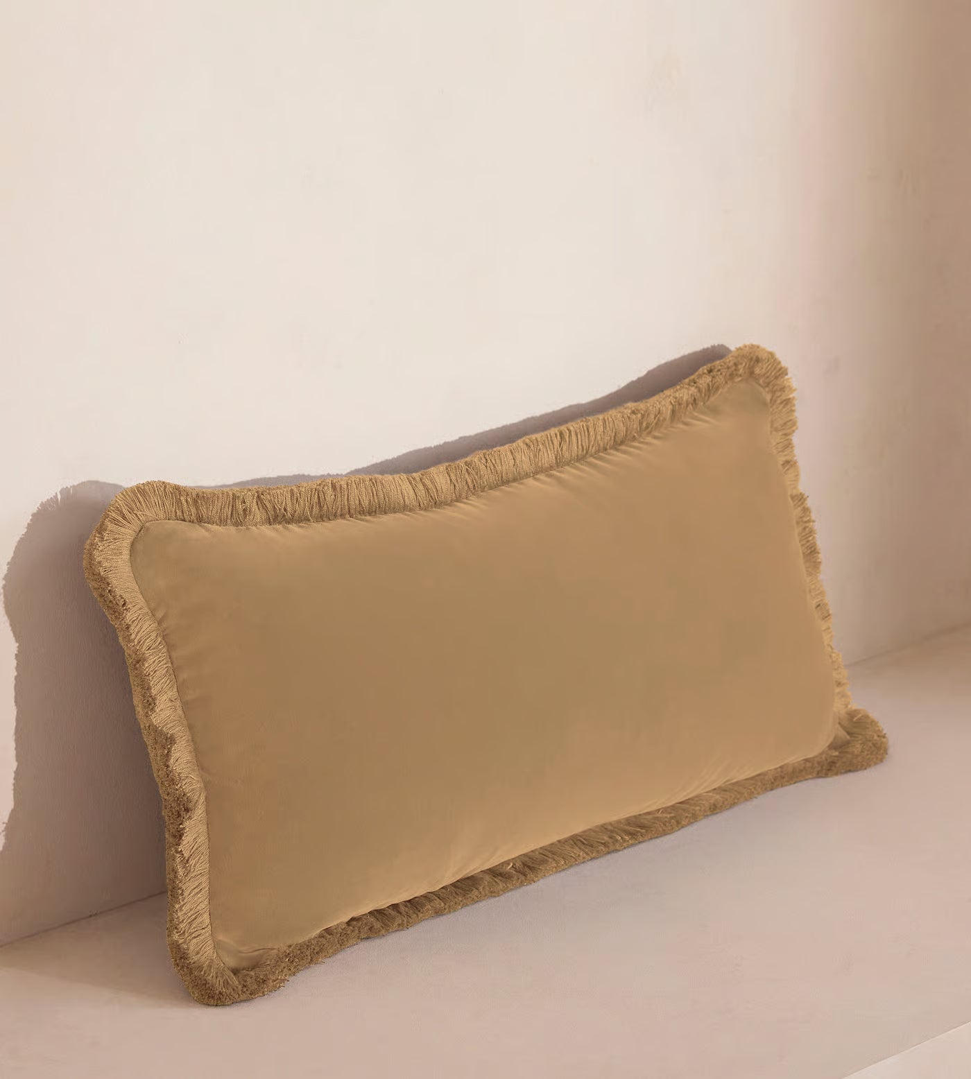 Soft Velvet Lumbar Pillow With Tassels