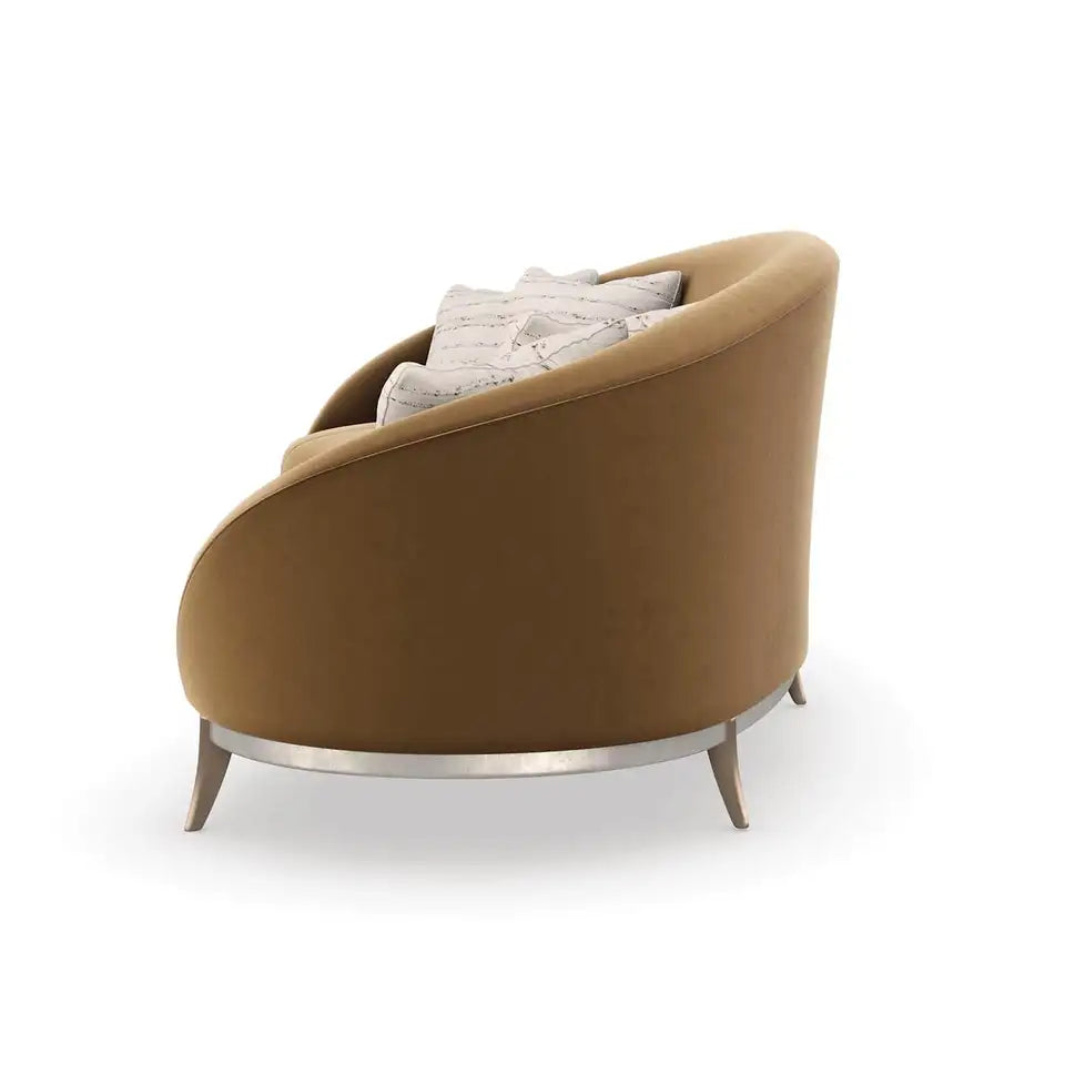 Sophisticated Velvet Sofa with Metallic Trim