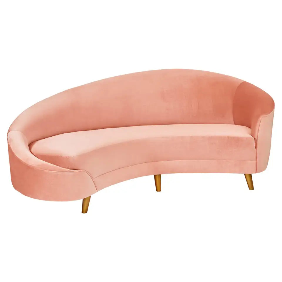 Blush Pink Velvet Sofa and Ottoman