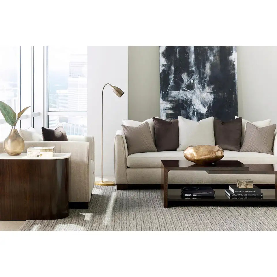 Classic Cream Fabric Sofa With Pillows