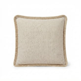 Textured Cream Bouclé Fringed Accent Pillow