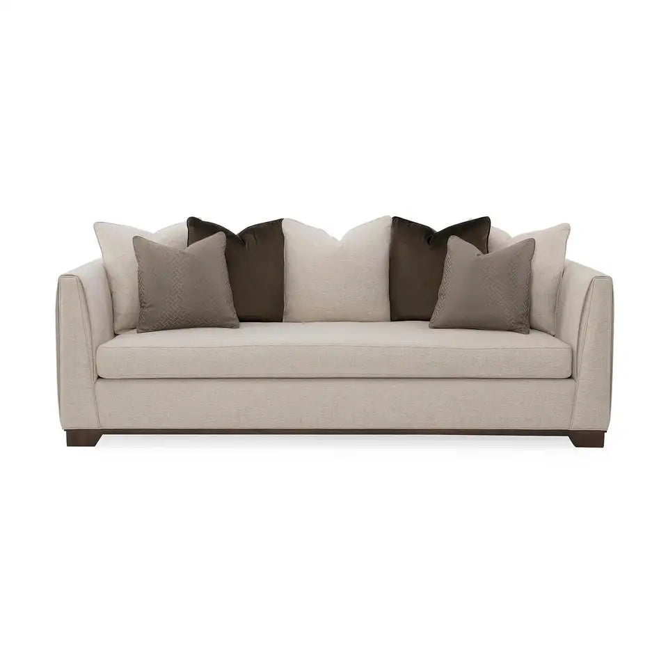 Classic Cream Fabric Sofa With Pillows