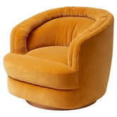 Modern Gold Velvet Swivel Barrel Chair