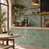 Sage Green Handcrafted Moroccan 4×4 Zellige Tile