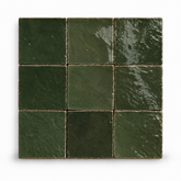 Forest Green Handcrafted Moroccan 4×4 Zellige Tile