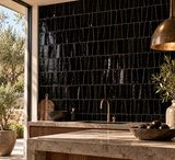 Black Handcrafted Moroccan 1×4 Zellige Tile
