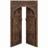 Middle Atlas Hand-Carved Moroccan Double Door with Inset Door