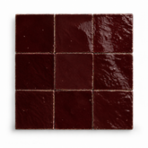 Burgundy Red Handcrafted Moroccan 4×4 Zellige Tile