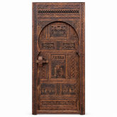 Antique Moroccan Single-Panel Carved Cedar Door – Middle Atlas, Custom Size