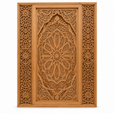 Moroccan Cedar Wood Panel – Pierced Medallion & Floral Lacework