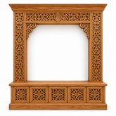 Moroccan Cedar Wood TV Media Wall Unit – Carved Arabesque Frame & Console