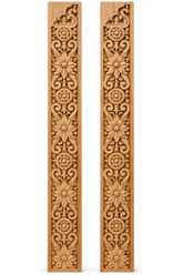 Moroccan Cedar Wood Floral Scroll Pilaster Panels – Set of 2