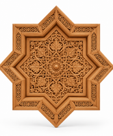 Moroccan Cedar Wood 8-Pointed Star Ceiling Medallion
