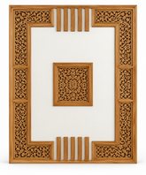 Moroccan Cedar Wood Ceiling Frame System – Carved Border, Reed Dividers & Central Medallion