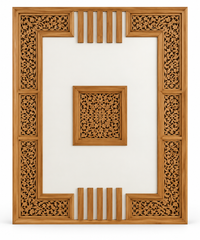 Moroccan Cedar Wood Ceiling Frame System – Carved Border, Reed Dividers & Central Medallion